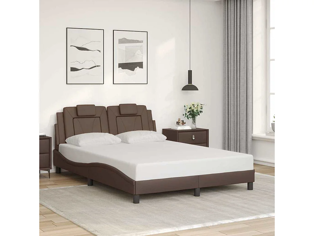 Cadre de lit Viana sans matelas marron 140x190 cm similicuir