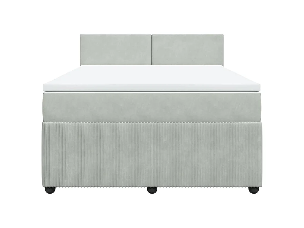 Boxspring met matras fluweel lichtgrijs 140x200 cm