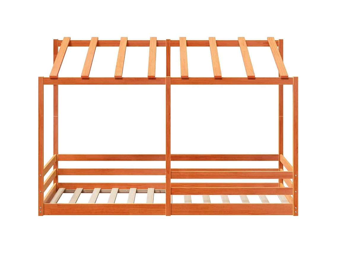 Kinderbed met bedhuis 100x200 cm massief grenenhout wasbruin