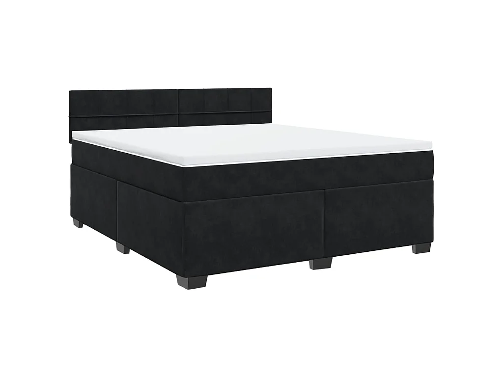 Sommier à lattes de lit avec matelas Noir 180x200 cm Velours