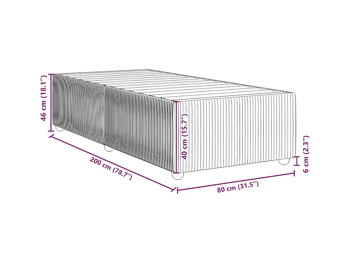 Cadre de lit sans matelas gris foncé 80x200 cm velours