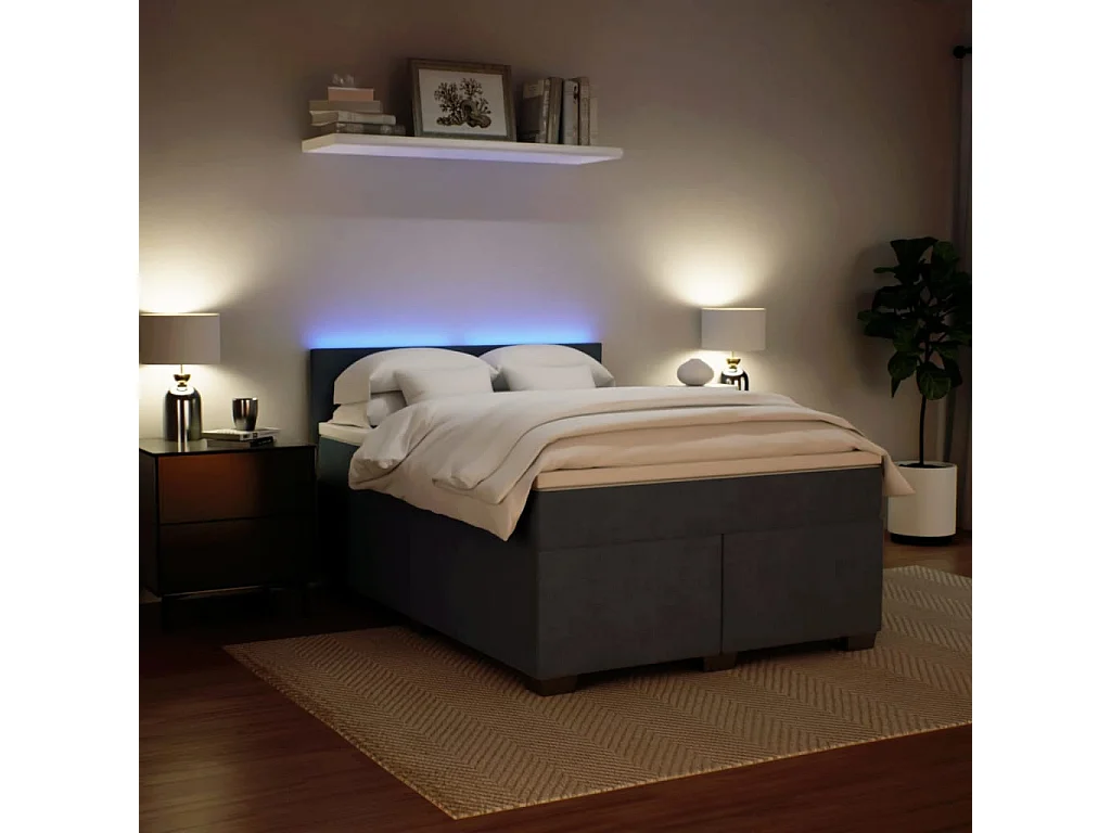 Boxspringbett mit Matratze Dunkelgrau 160x200 cm Samt