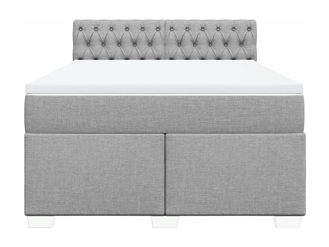 Boxspringbett mit Matratze Hellgrau 140x190 cm Stoff