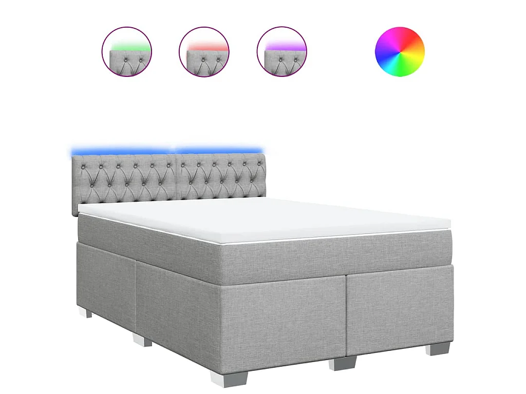 Boxspringbett mit Matratze Hellgrau 140x190 cm Stoff