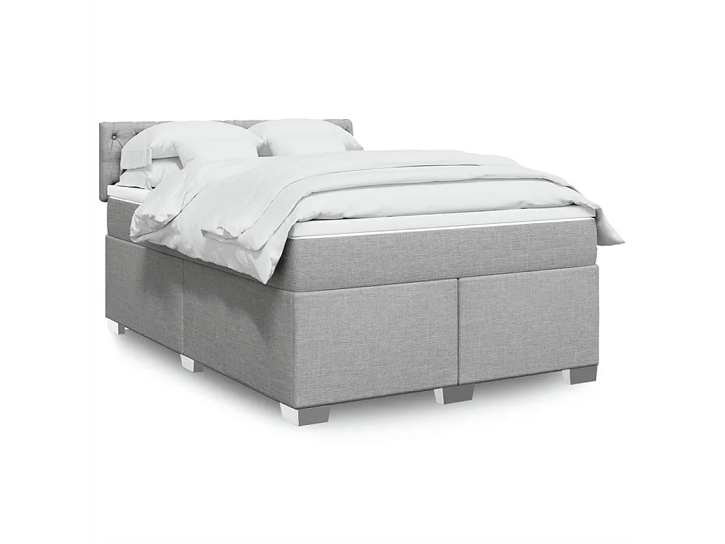 Boxspringbett mit Matratze Hellgrau 140x190 cm Stoff