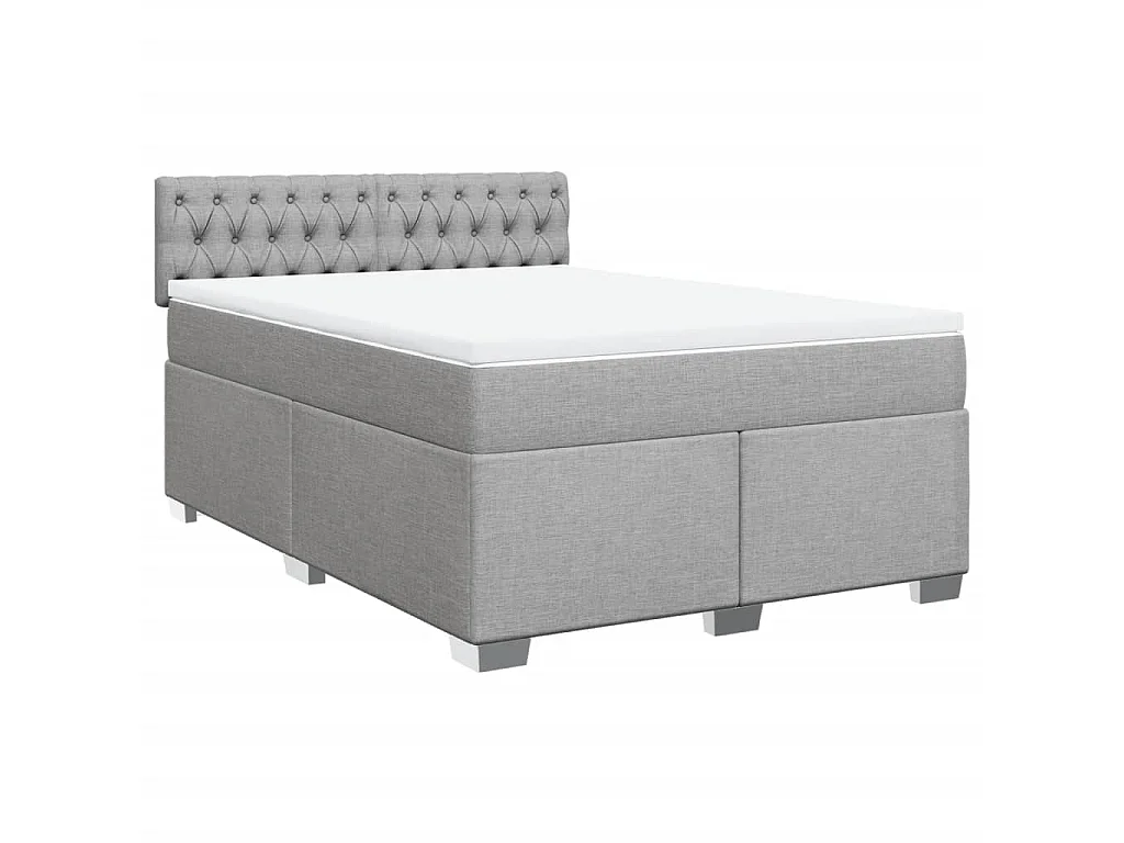 Giroletto a Molle con Materasso Grigio Chiaro 140x190cm Tessuto