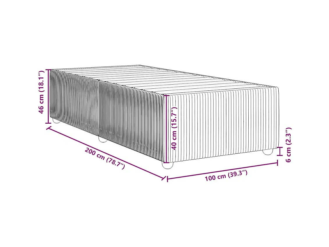 Cadre de lit sans matelas noir 100x200 cm velours
