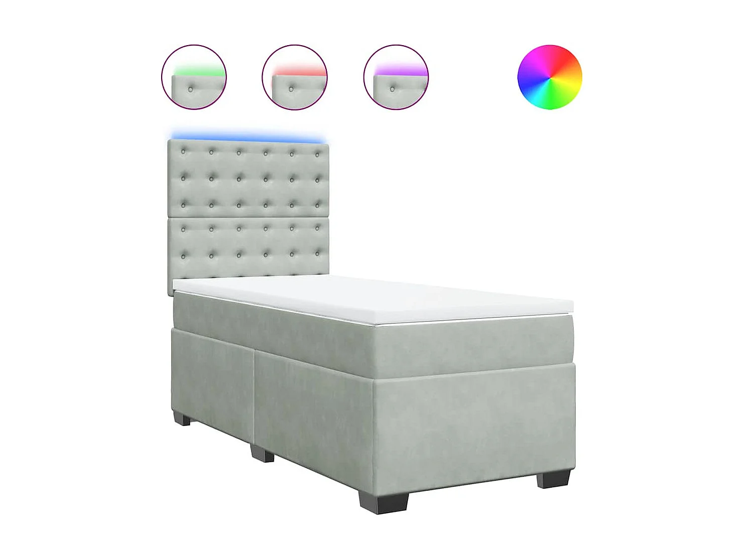 Giroletto a Molle con Materasso Grigio Chiaro 90x190 cm Velluto