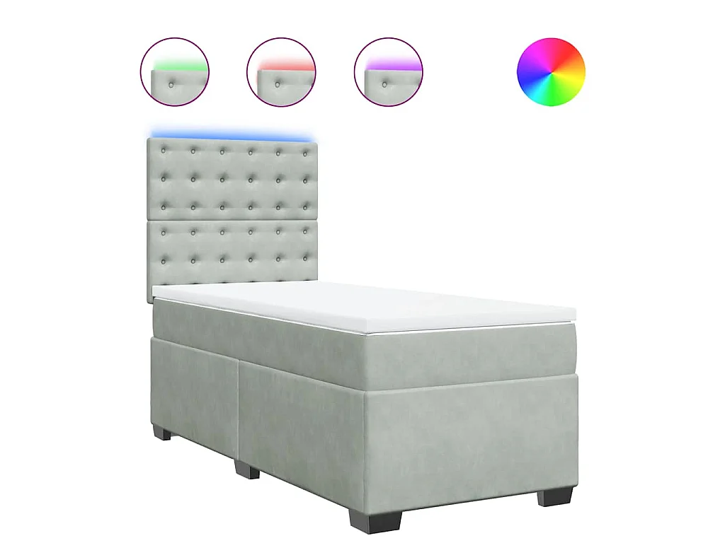 Boxspring met matras fluweel lichtgrijs 90x190 cm