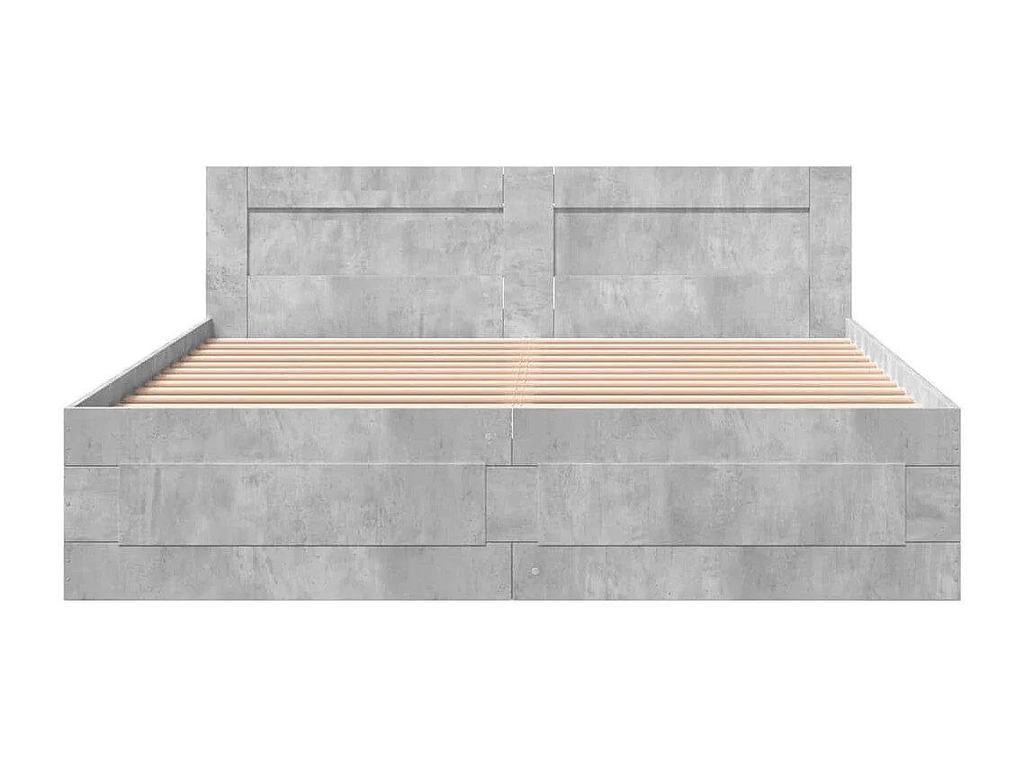 Cadre de lit et tête de lit sans matelas gris béton 150x200 cm