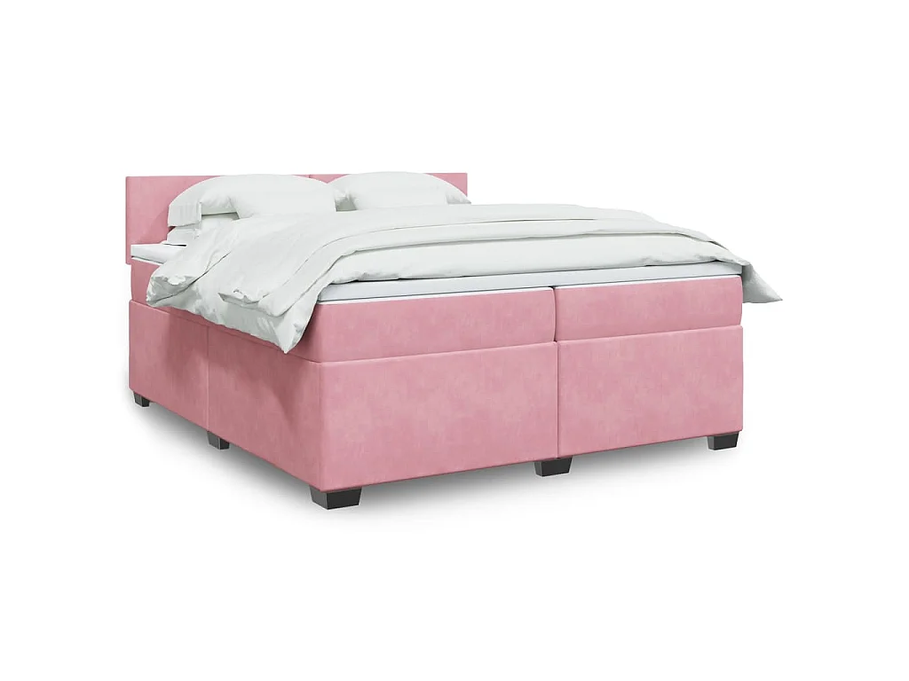Giroletto a Molle con Materasso Rosa 200x200 cm in Velluto