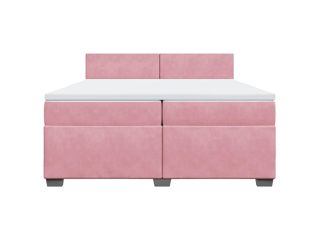Giroletto a Molle con Materasso Rosa 200x200 cm in Velluto