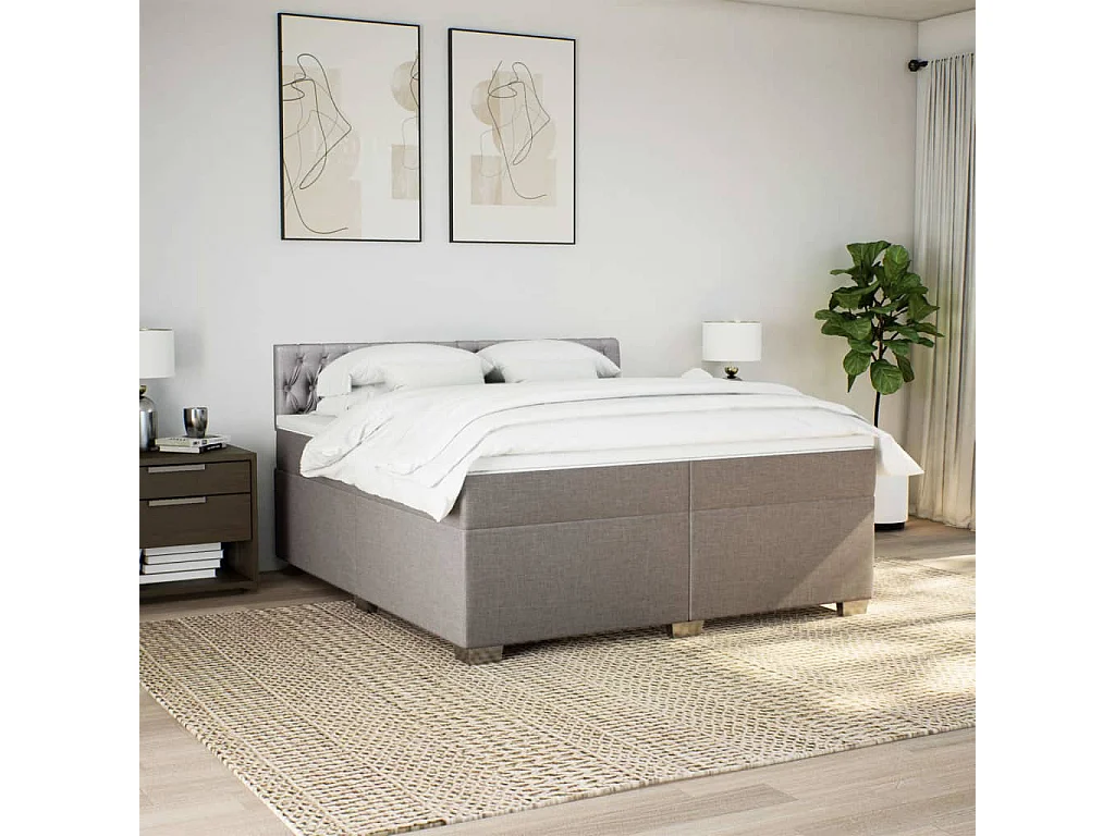 Boxspring met matras stof taupe 200x200 cm
