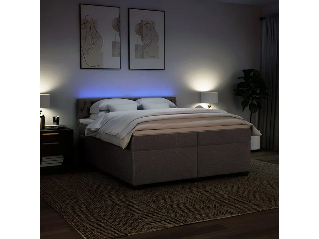 Boxspring met matras stof taupe 200x200 cm