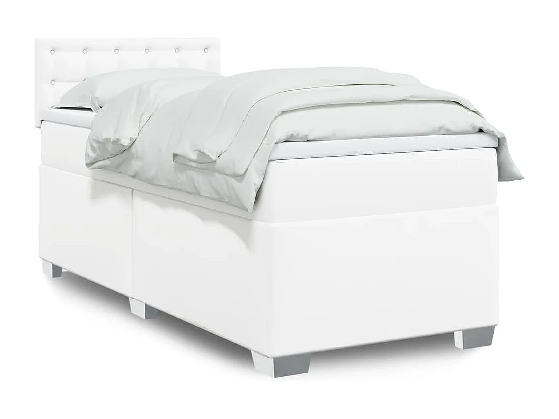 Giroletto a Molle con Materasso Bianco 80x200 cm in Similpelle
