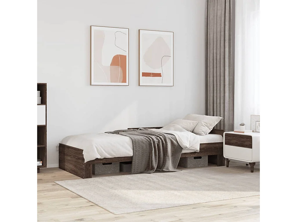 Cadre de lit sans matelas chêne marron 90x190cm bois ingénierie