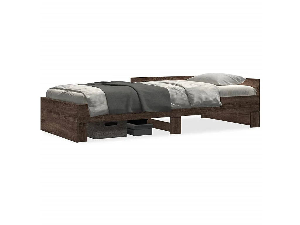 Cadre de lit sans matelas chêne marron 90x190cm bois ingénierie