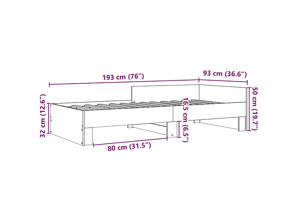 Cadre de lit sans matelas chêne marron 90x190cm bois ingénierie