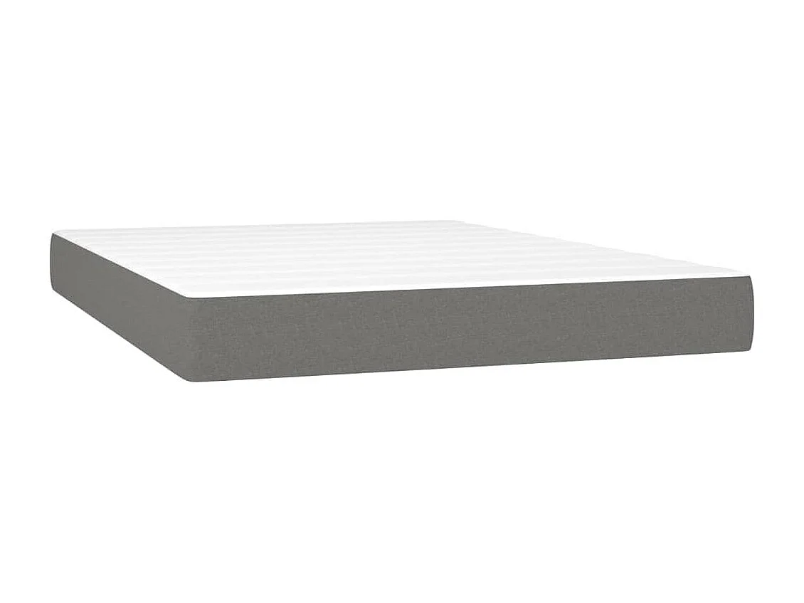 Letto a Molle Materasso e LED Grigio Scuro 140x190cm in Tessuto