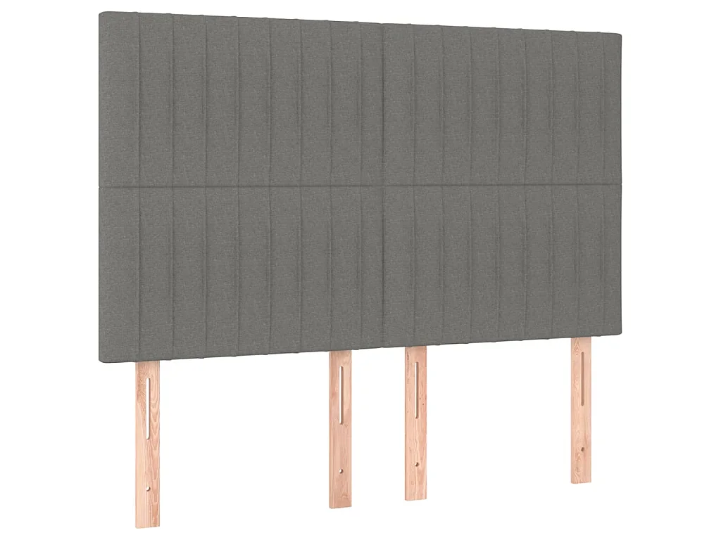 Cama box spring c/ colchão e LED 140x190 cm tecido cinza-escuro