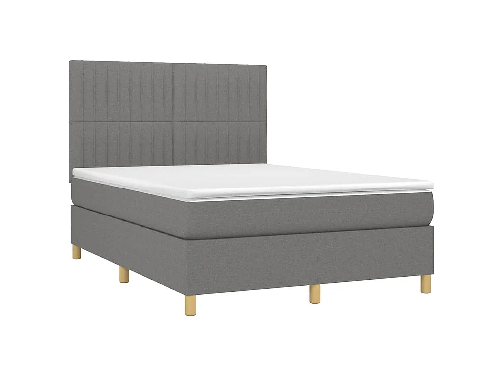 Boxspring met matras en LED stof donkergrijs 140x190 cm