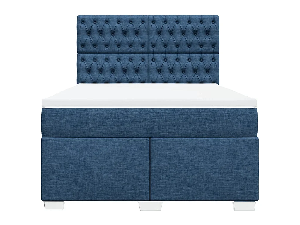 Boxspringbett mit Matratze Blau 140x200 cm Stoff