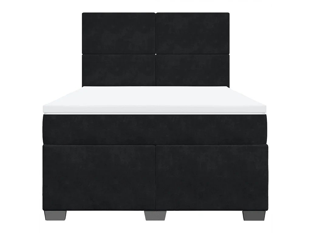 Sommier à lattes de lit avec matelas Noir 140x200 cm Velours