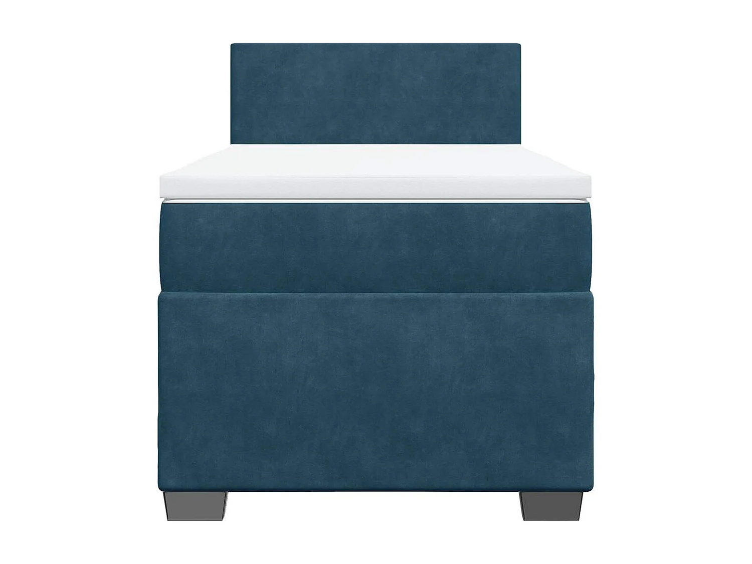 Cama box spring con colchón terciopelo azul 90x190 cm