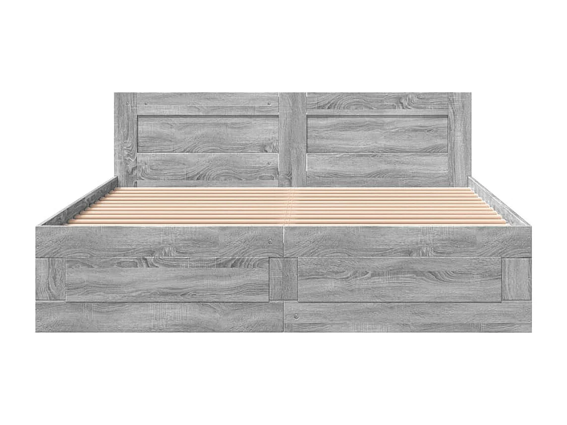 Cadre de lit et tête de lit sans matelas sonoma gris 160x200 cm