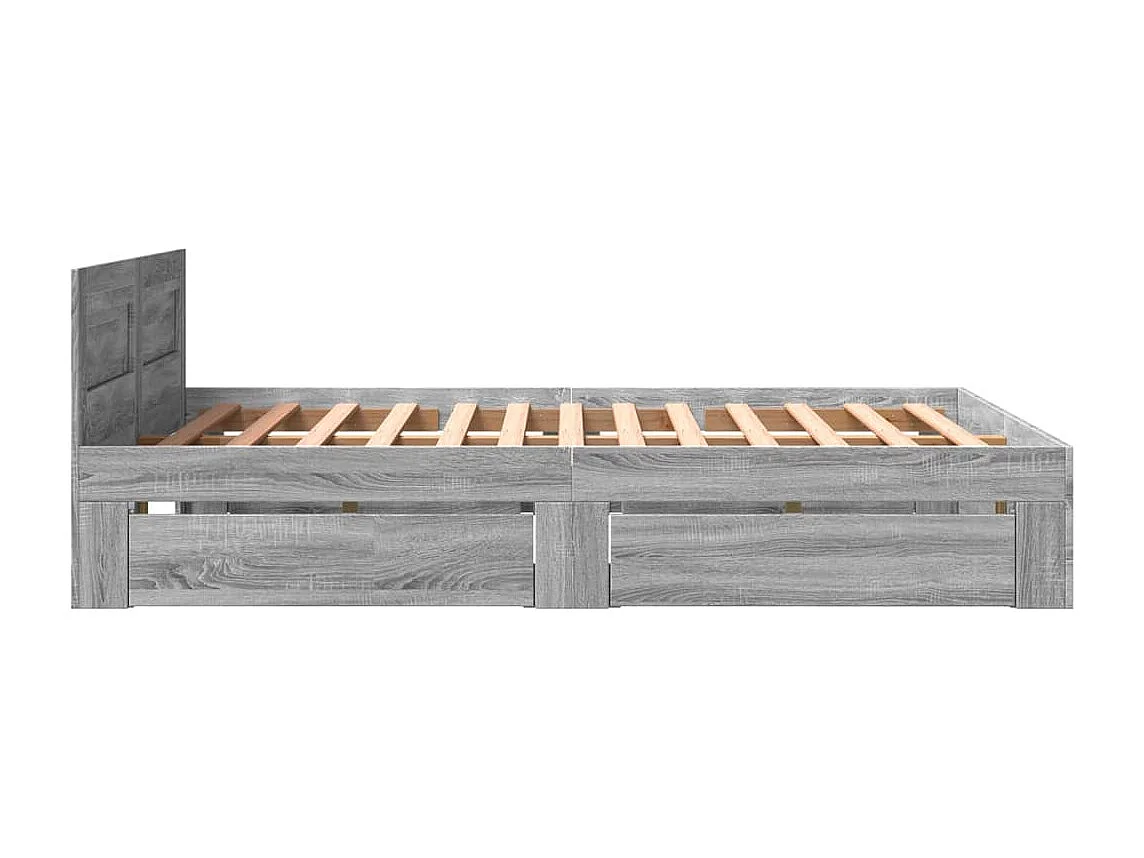 Cadre de lit et tête de lit sans matelas sonoma gris 160x200 cm