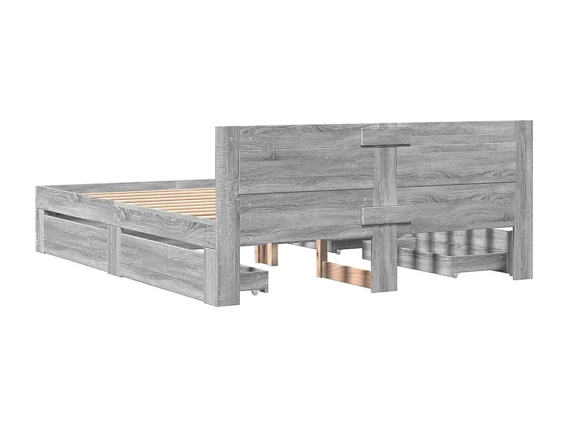 Cadre de lit et tête de lit sans matelas sonoma gris 160x200 cm