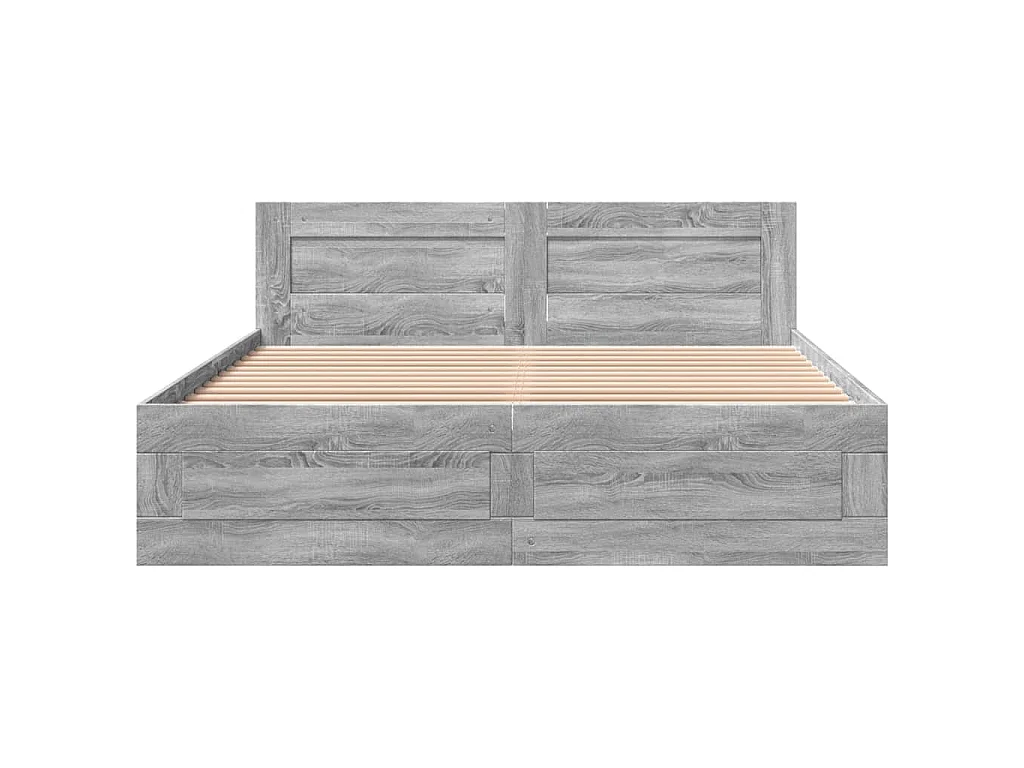 Cadre de lit et tête de lit sans matelas sonoma gris 160x200 cm