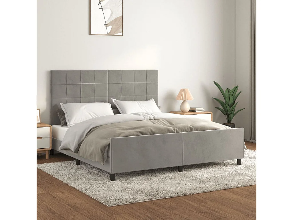 Giroletto senza Materasso Grigio Chiaro 160x200 cm Velluto