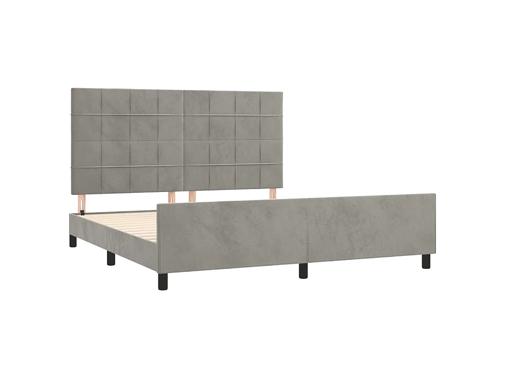 Giroletto senza Materasso Grigio Chiaro 160x200 cm Velluto