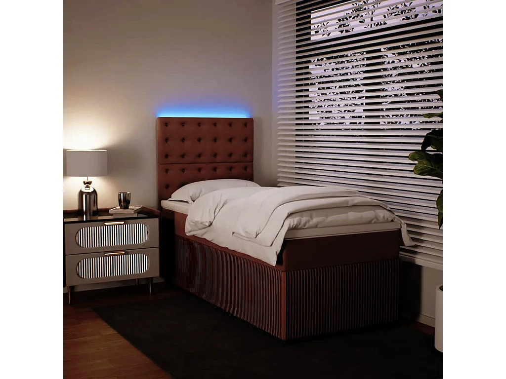 Boxspring met matras fluweel roze 100x200 cm