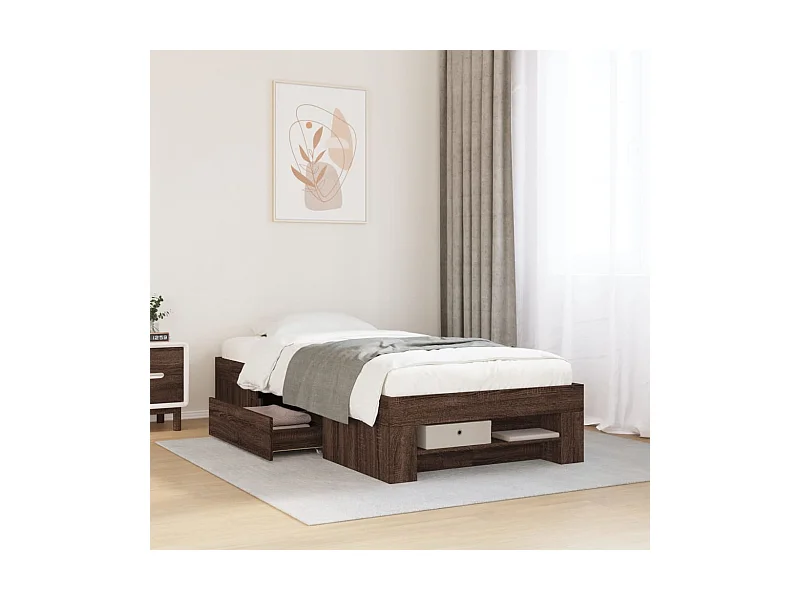 Cadre de lit sans matelas chêne marron 75x190cm bois ingénierie