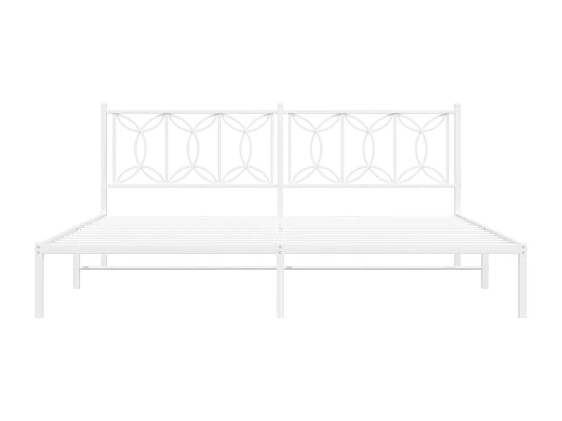 Cadre de lit métal sans matelas et tête de lit blanc 200x200 cm