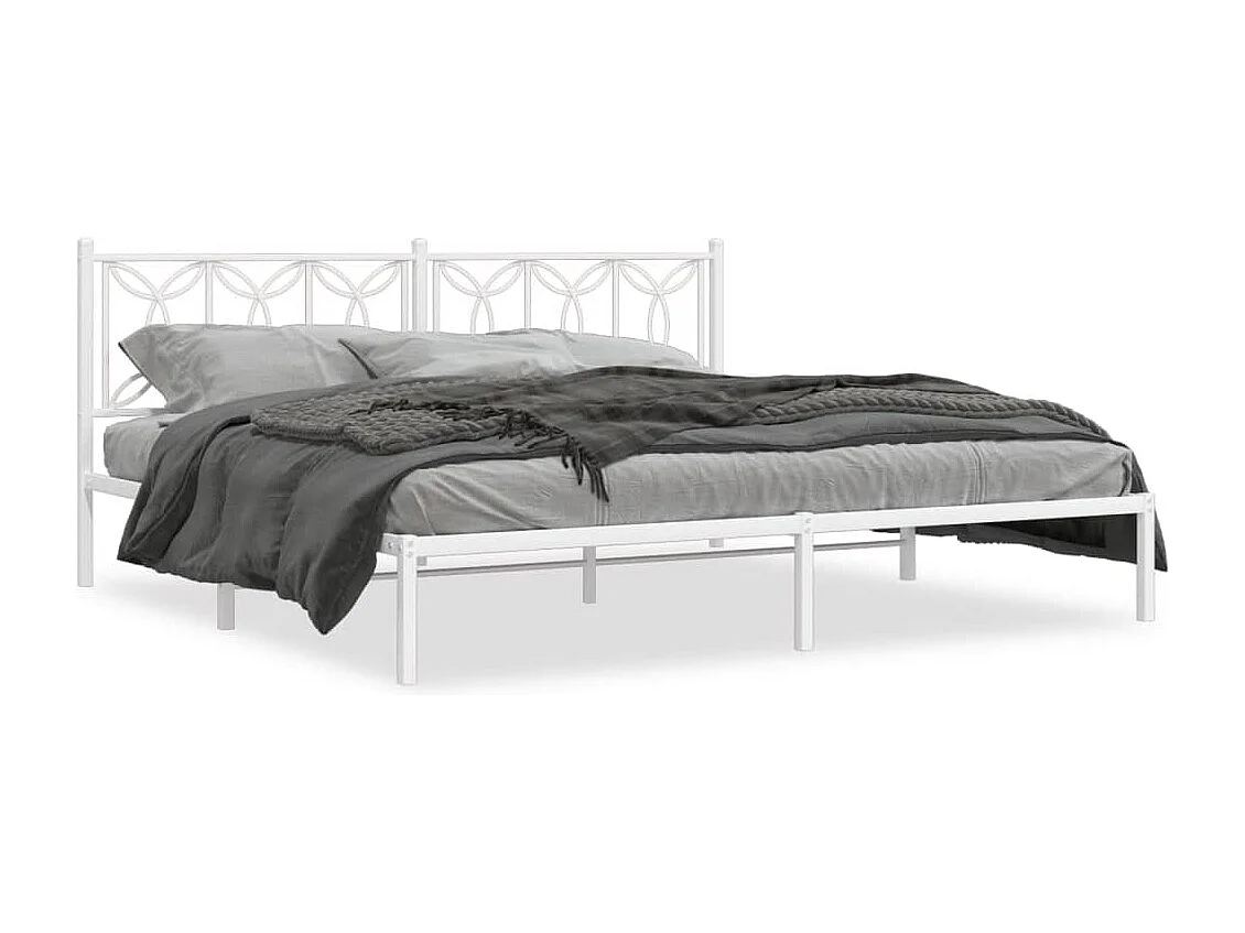 Bedframe met hoofdbord metaal wit 200x200 cm