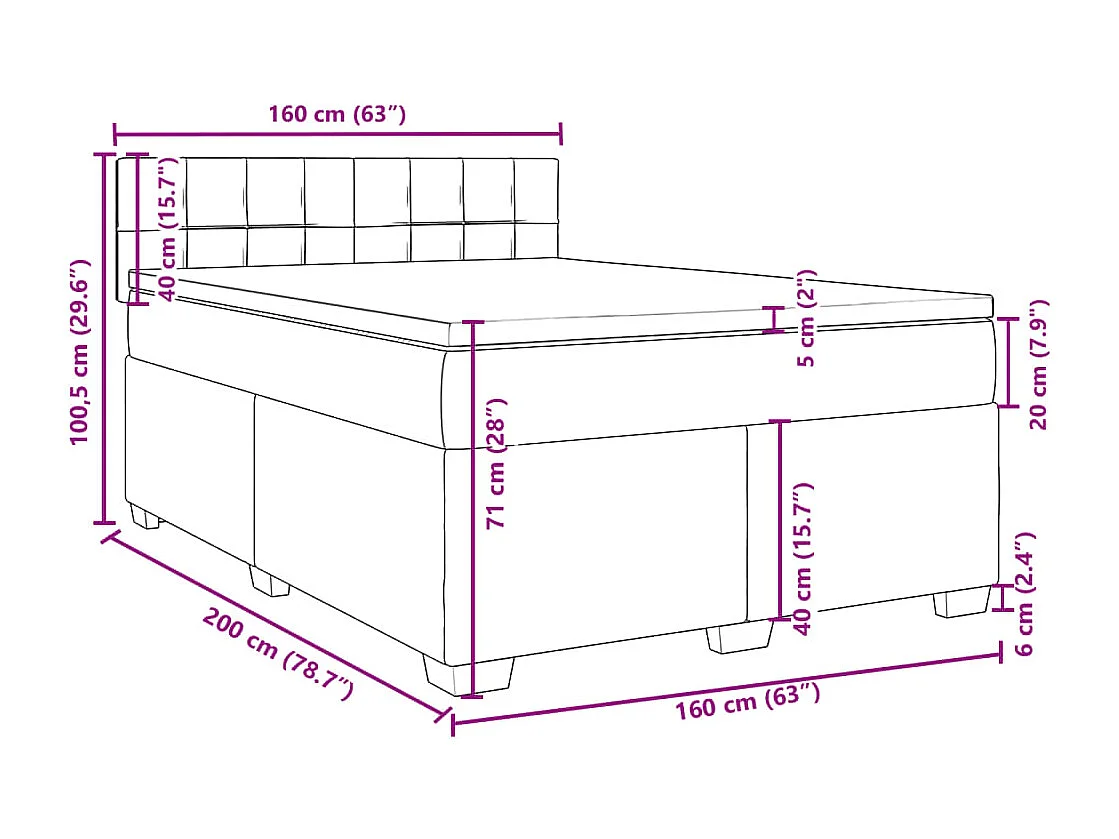 Boxspringbett mit Matratze Hellgrau 160x200 cm Samt