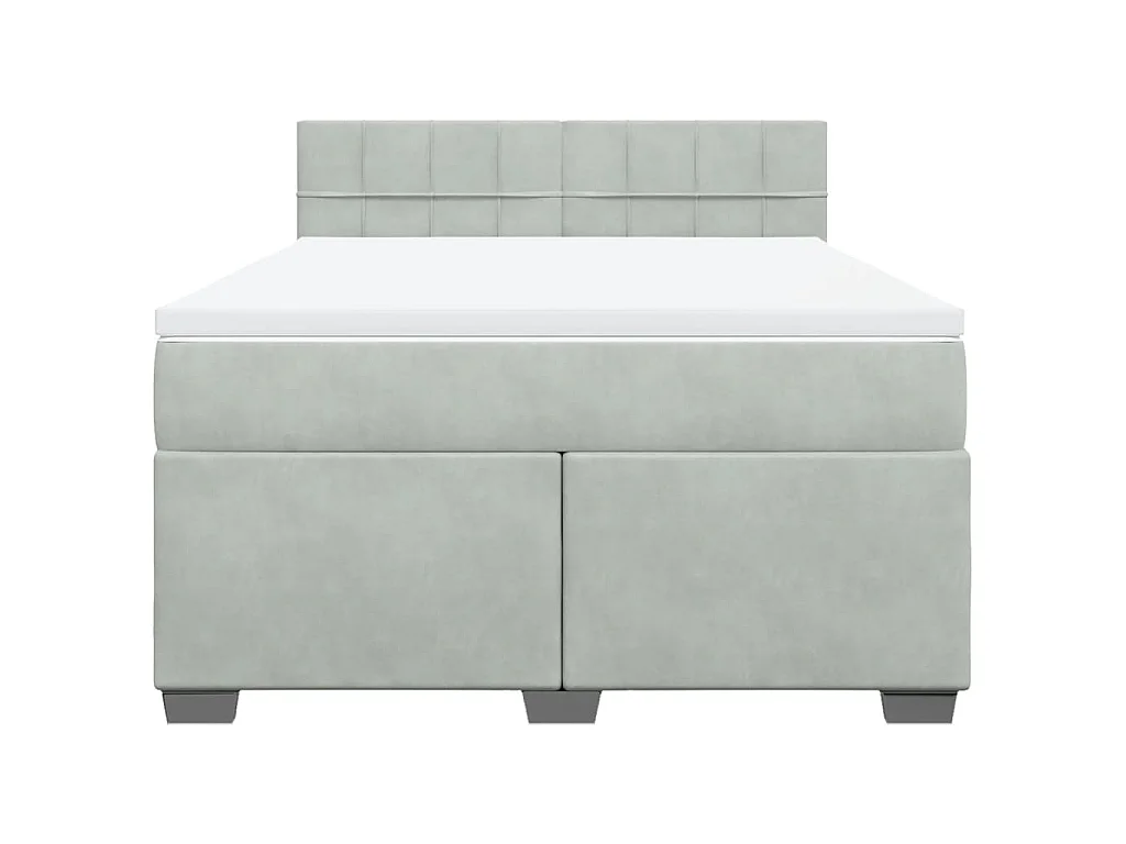 Cama box spring con colchón terciopelo gris claro 160x200 cm