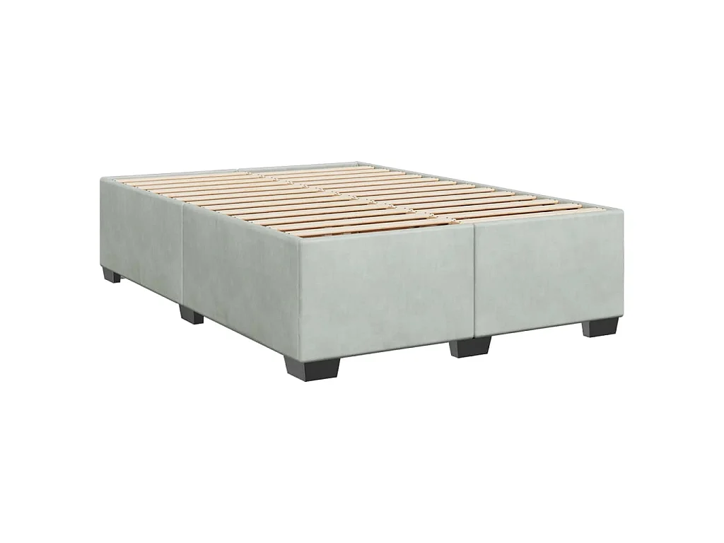 Cama box spring con colchón terciopelo gris claro 160x200 cm