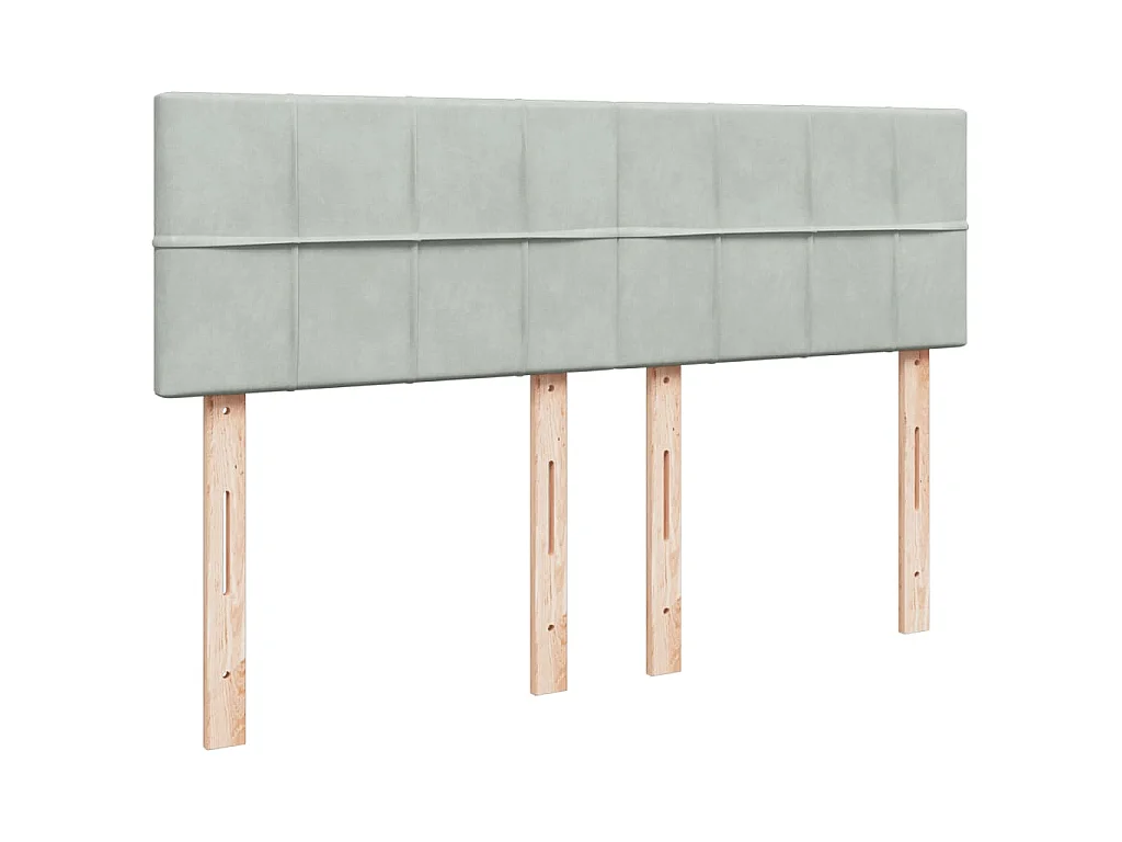 Cama box spring con colchón terciopelo gris claro 160x200 cm