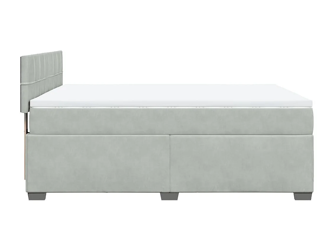 Cama box spring con colchón terciopelo gris claro 160x200 cm