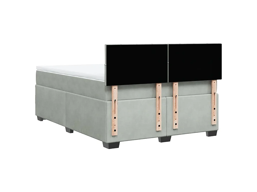 Cama box spring con colchón terciopelo gris claro 160x200 cm