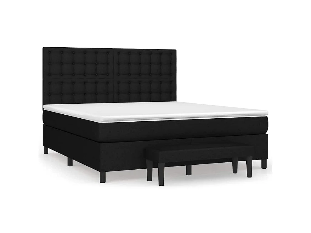 Boxspringbett mit Matratze Schwarz 180x200 cm Stoff