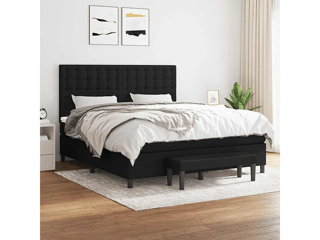 Boxspringbett mit Matratze Schwarz 180x200 cm Stoff