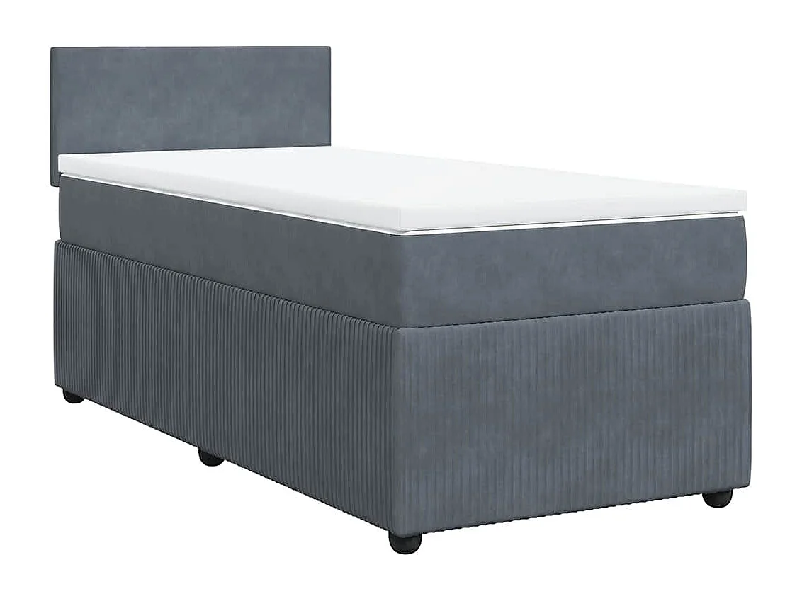 Giroletto a Molle con Materasso Grigio Scuro 90x200 cm Velluto