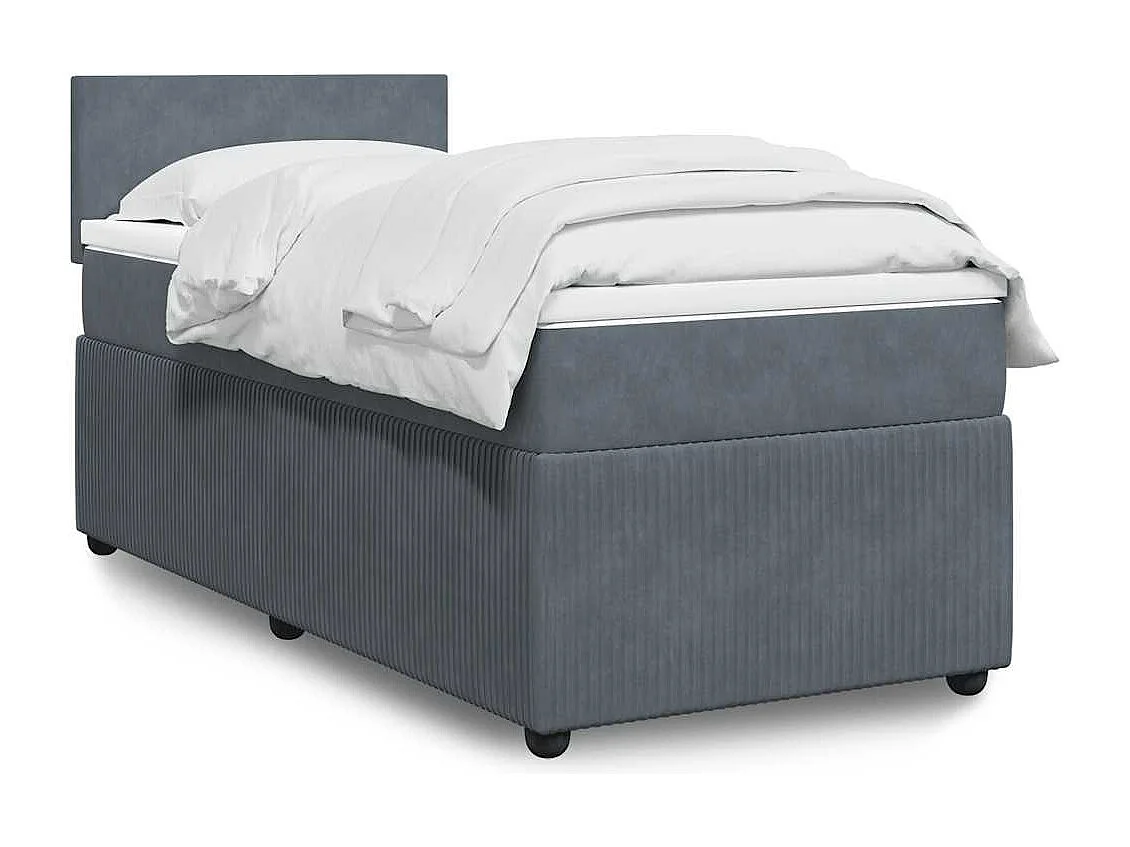 Giroletto a Molle con Materasso Grigio Scuro 90x200 cm Velluto
