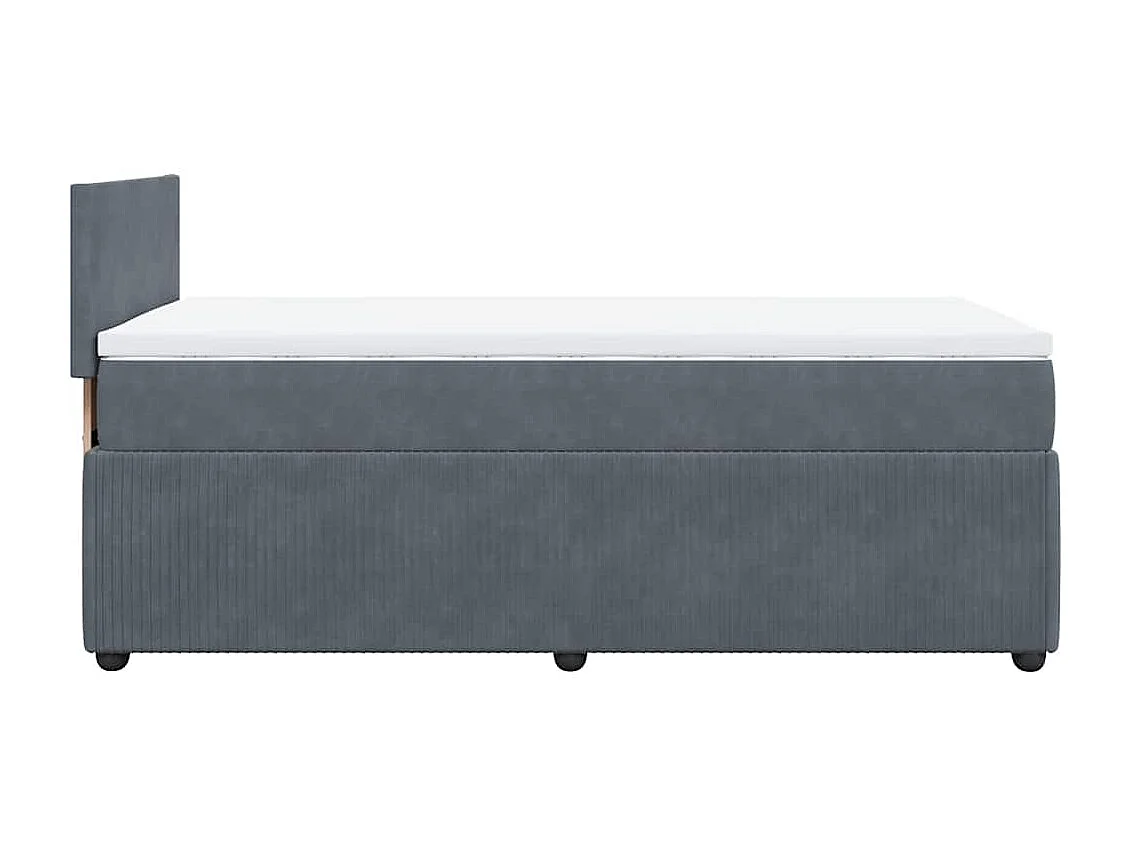 Giroletto a Molle con Materasso Grigio Scuro 90x200 cm Velluto