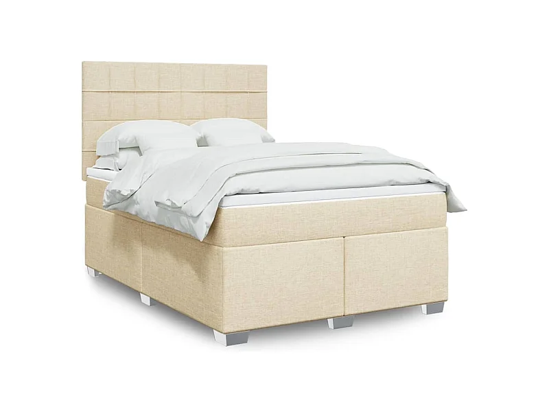 Boxspring met matras stof crèmekleurig 160x200 cm